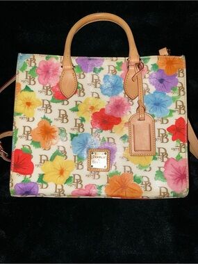 Dooney & Bourke Janine Signature Multicolor Floral Logo Satchel